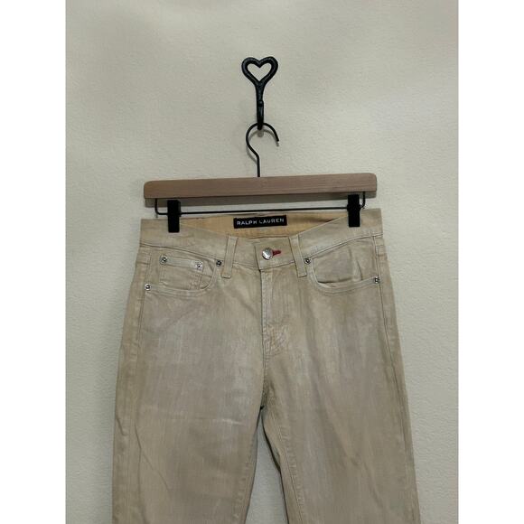 Ralph Lauren Black Label Jeans Womens Size 27 Salvage Yellow Tan Pants TINY FLAW - Picture 5 of 14